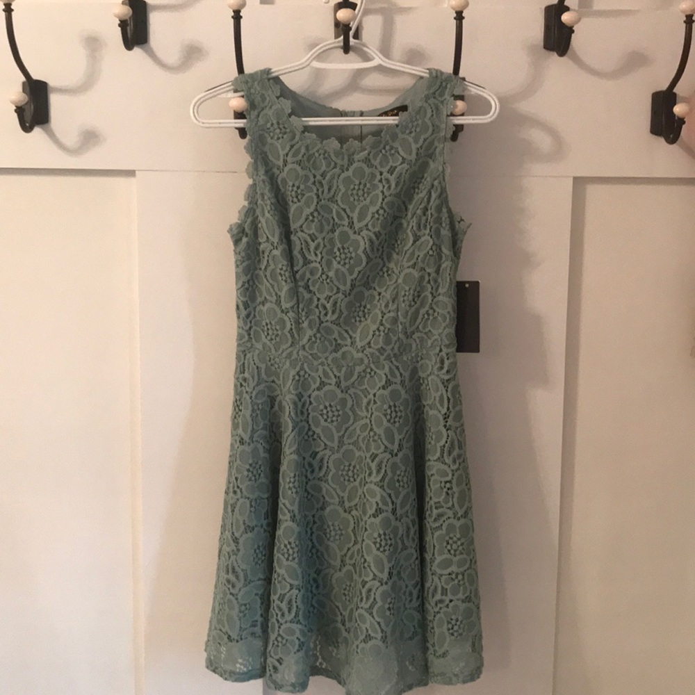 MINT LACE SKATER DRESS